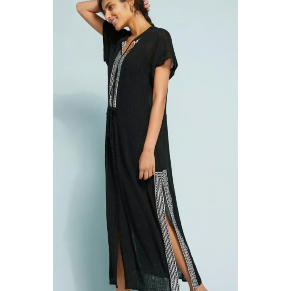 Anthropologie Seafolly Pennata Embroidered Maxi Bohemian Beach Cover Size Small